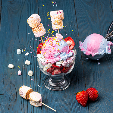 Marshmallows z owocami i Lodami Bubble Gum
